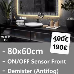 LED Bathroom Mirror Antifog Demister Sensor 80x60cm