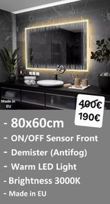 LED Bathroom Mirror Antifog Sensor 80x60cm