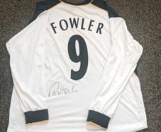 Liverpool legend Robbie Fowler signed super cup final jersey