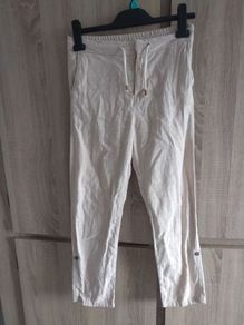 Beige linen trousers with adjustable option 9 /10 year old h&m
