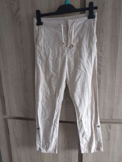 Beige linen trousers with adjustable option 9 /10 year old h&m