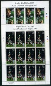 2007 Ireland Rugby World Cup France (Paul O Connell and Players in lineout) Commemorative Stamp Sheetlets Plate 1B1B1B1B Mint Never Hinged (MNH)