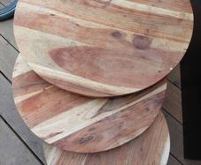 nested coffee tables round acacia wood
