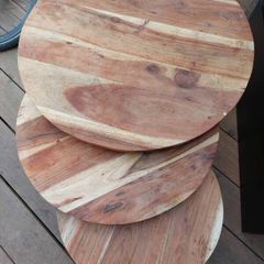 nested coffee tables round acacia wood