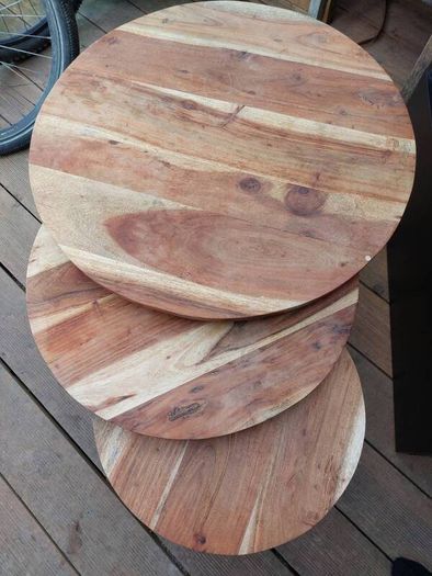 nested coffee tables round acacia wood