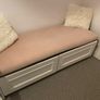 handmade storage bench/window seat with two large built-in drawers and a comfortable upholstered cushion Image 5