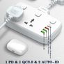 LDNIO SC2413 UK EU US Plug Power Strip With USB Port Extension Power Socket 2500 W 1 PD/QC 3.0 2 AUTO-ID Total 20W Image 5