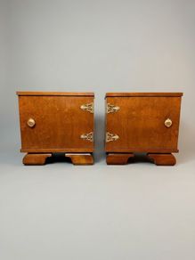 Mid-Century Italian Walnut Nightstands with Brass Hardware
