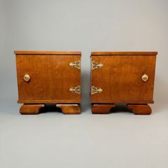 Mid-Century Italian Walnut Nightstands with Brass Hardware