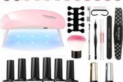 Gel Nail Polish Kit Starter with U V Lamp Portable LED Dryer Lamp, 6 Colors Soak Off Pastel Pink Gel Nail Polish Set/Gel Top &amp; Base Coat/Essential Manicure Tools Nail Art Kit