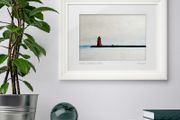 Grey Day, Poolbeg Lighthouse, Large Framed Print by artist Helen Mathews