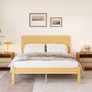 Double Bed Frame with Headboard  Bamboo Wood Platform Bed Frame with Metal Slats Support and Underbed Storage Bedroom Furniture, Easy Assembly, Noise Free, Sturdy, 35.5 cm High Image 3