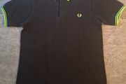 Fred Perry M12 Men's Polo Shirt Black Lime Green Made in England M