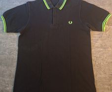 Fred Perry M12 Men's Polo Shirt Black Lime Green Made in England M