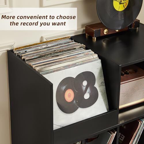 Large Record Player Stand, Turntable Stand with Storage, Vinyl Holder with Display Area, Record Player Table Holds Up to 450 Albums, Record Holder for Music Room Living Room