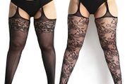 Sexy tights floral print long mesh lace stockings