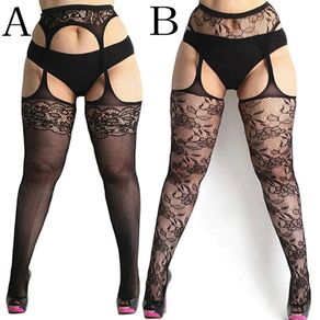 Sexy tights floral print long mesh lace stockings