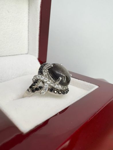Silver Chantaburi Black Star Sapphire Cocktail Ring