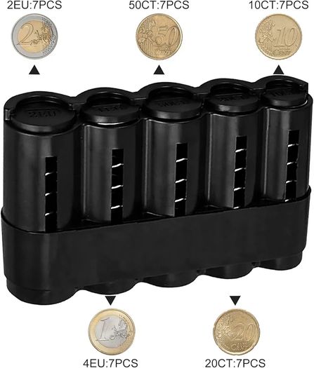 Coins Plastic Storage Box Coin Dispenser Sorter Easy Change Purse for Taxi Drivers/Bar Restaurant (Black)