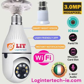 3mp Panoramic Wifi Ip Camera E27 Light Bulb Calving Hd Wireless Security Camera
