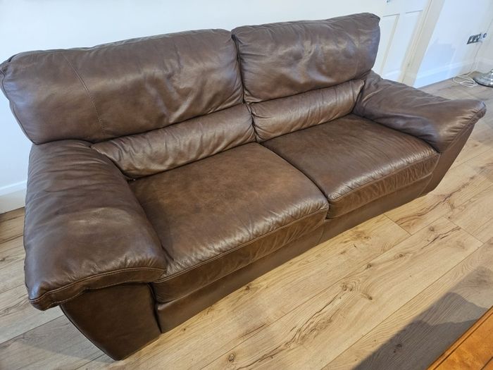 Brown Leather Sofa Set of 3x