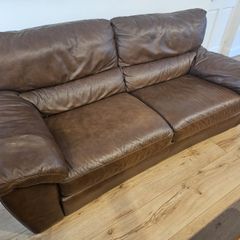 Brown Leather Sofa Set of 3x