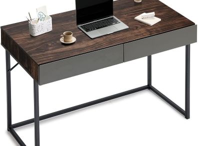 _Desk with drawers 120x50 computer desk - walnut color Office desk, work desk, study desk, wood bedroom