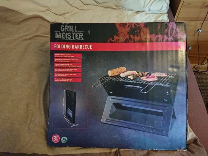 GRILL MEISTER Folding Barbecue. Camping summer birthday party relaxing. House clearance sale unwanted stuff gift car boot sale.