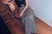 Zara midi black and white box pleated hundstooth skirt XS