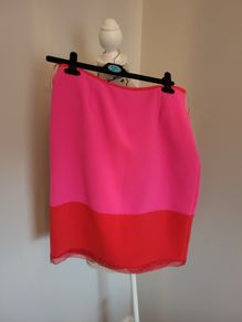 pink red midi skirt