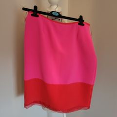 red pink skirt midi