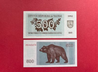 Lithuania  500  Talonas  1992  ( Uncirculated ) Pick 44a