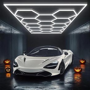 14 Hexagon Honeycomb LED Light,65W 6500K Super Bright Pure White LED Garage Workshop Lighting for Basement, Warehouse, Car Beauty Salon, Car Detailing Shop