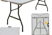 6ft Trestle Table, Trestle Heavy Duty Plastic Fold-in-Half Portable Dining Table w/Carry Handle Indoor Outdoor for Camping Picnic Garden Party BBQ (FREE POATAGE)