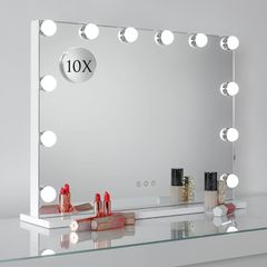 Cosmetic Hollywood Vanity Mirror with LED Lights, Vanity Mirror with LED Lights Makeup Mirror Hollywood Cosmetic Mirror for Makeup Dressing Table White (FREE POSTAGE)