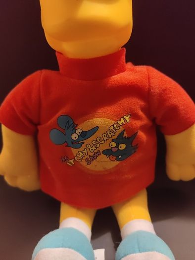 Vintage Bart Simpson Plush Hard Head Itchy & Scratchy (1998) Vivid Imaginations