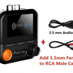 VIKEFON 2 In 1 Bluetooth 5.2 Audio Receiver 5 EQ Modes 3.5mm AUX RCA Jack Stereo Wireless Adapter for TV PC Car Kit Speaker, new, unopened.