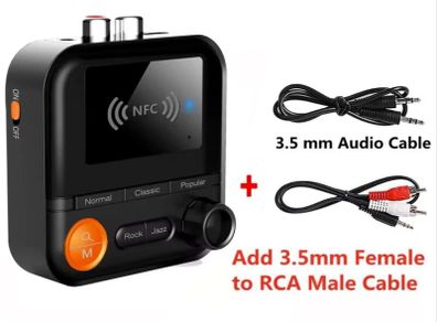 VIKEFON 2 In 1 Bluetooth 5.2 Audio Receiver 5 EQ Modes 3.5mm AUX RCA Jack Stereo Wireless Adapter for TV PC Car Kit Speaker, new, unopened.