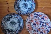 3 x old antique plates