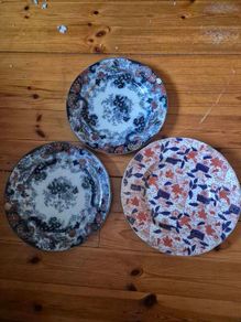 3 x old antique plates