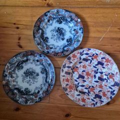 3 x old antique plates