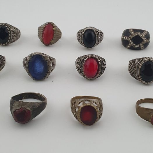 Old World Antique Mixed Brass Artisan Lot of 15 Rings