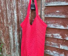 Handmade cotton crochet tote bag - red, shopping bag, woven bag