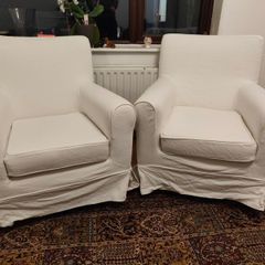 Two White IKEA Armchairs