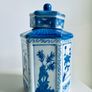 Vintage Blue and White Chinoiserie Porcelain Ginger Jar or Tea Caddy Image 2