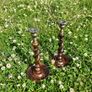 Antique English Oak Candlesticks Image 2