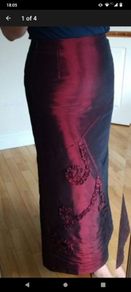 Wine Classy Warm Skirt With Underlay And Beautiful Embroidery