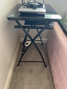 Compact Black Glass Laptop Table