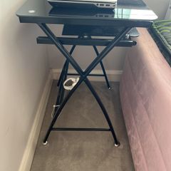Compact Black Glass Laptop Table