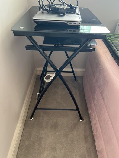 Compact Black Glass Laptop Table